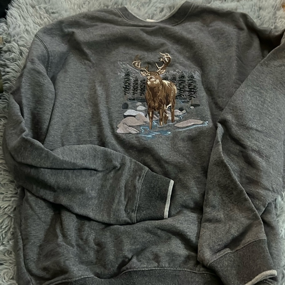 embroidered pull over sweatshirt